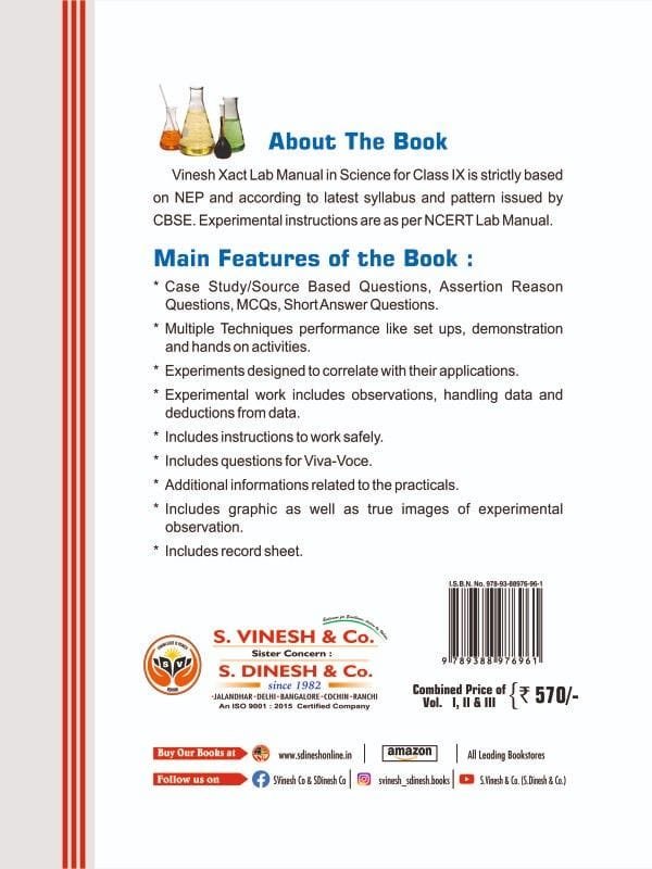 Xact Lab Manual In Science (in 3 Vol.) (Physics Vol. I, Chemistry Vol. II, Biology Vol. III) Class 9 - Image 2